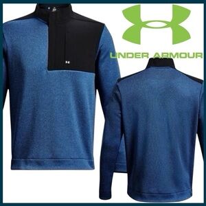 NWOT Under Armour Golf Blue/Black Storm Sweater Fleece 1/4 Zip Pullover (S)